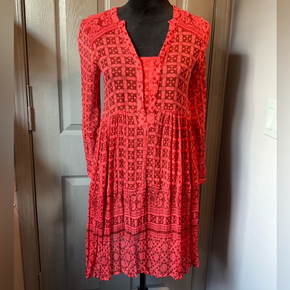 Anthropologie Maeve size 0 Red print dress/tunic - Picture 3 of 7